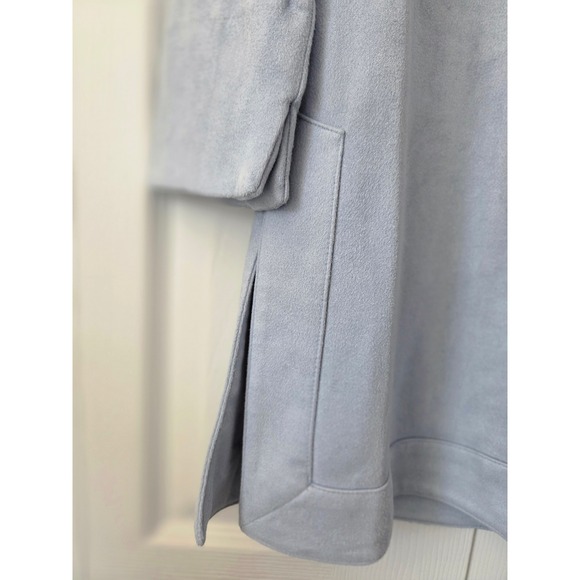 Gretchen Scott Split Neck Tunic Top Faux Suede X-Small Light Blue Side Slits - Picture 3 of 6